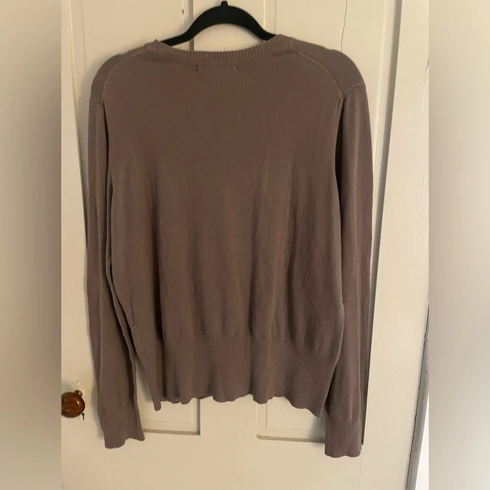 Merona Brown Crew Neck Sweater Fine-Gauge Cotton Sweater Comfy Stretchy Light - Picture 9 of 9
